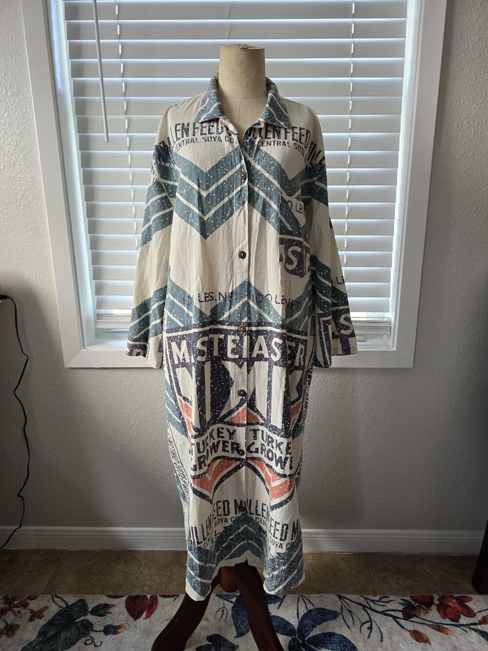 Jaded Gypsy Neverending Fields Duster S/M Cotton Rustic BOHO Lagenlook NWT